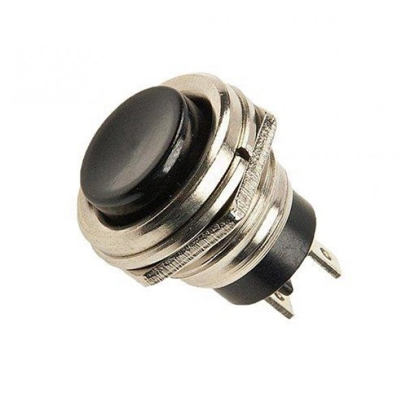 "180" 16 mm Metal Gövdeli Siyah Push Buton - 1