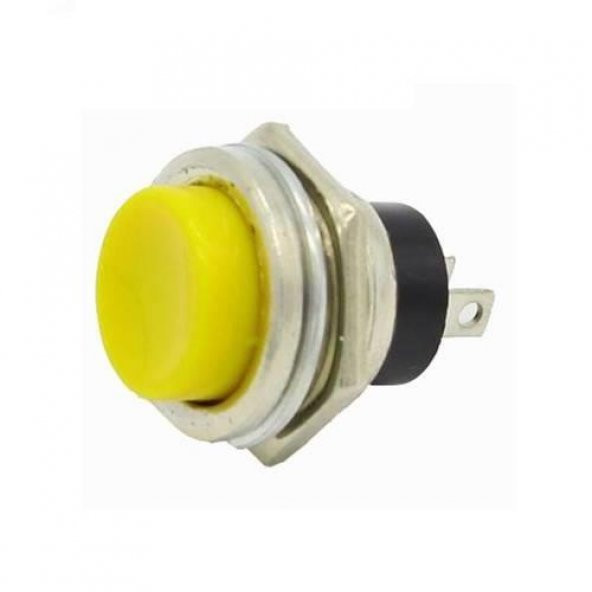 "180" 16 mm Metal Gövdeli Sarı Push Buton - 1