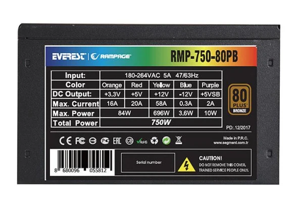 Rampage Rmp-750-80Pb 750W 14Cm Siyah Fan 80 Plus Bronze Aktif Pfc Power Supply - 5