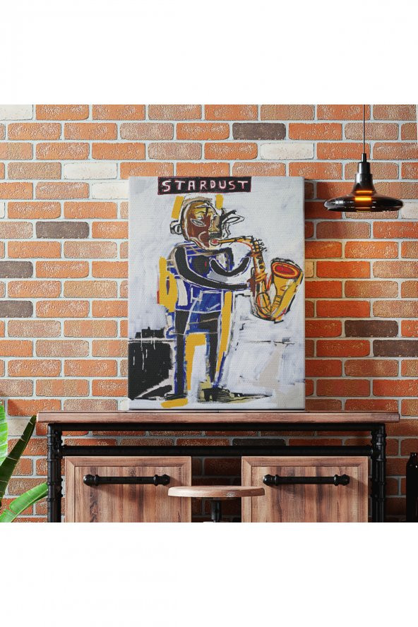 Jean Michel Basquiat Stardust Saksafon Kanvas Tablo, Sokak sanatı, Pop Art - 2