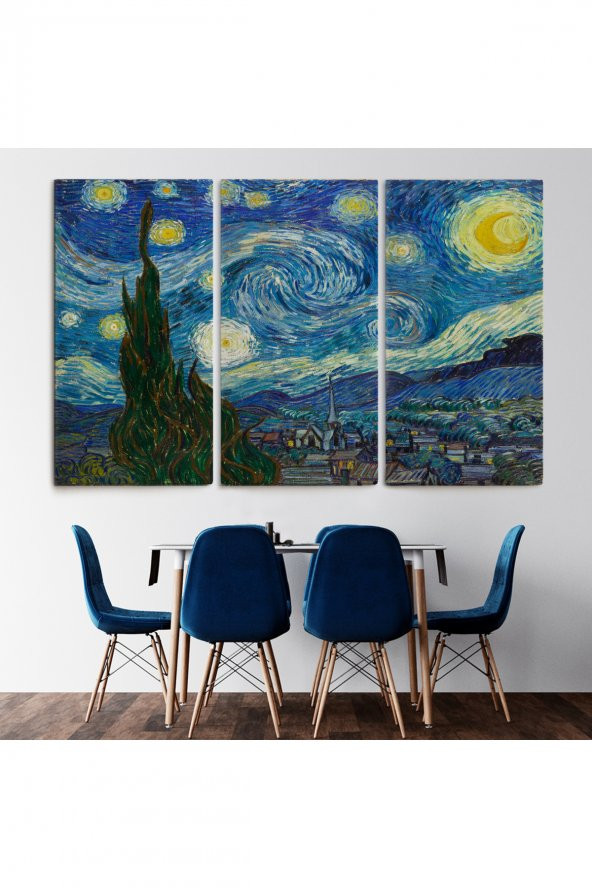 Vincent Van Gogh, Yıldızlı Gece Kanvas Tablosu ( TEK PARÇA )