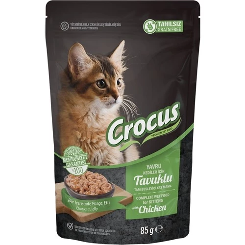 Crocus Tahılsız Yavru Kedi Tavuklu Pouch Jöleli Yaş Mama 85 G  Skt: 11/2026