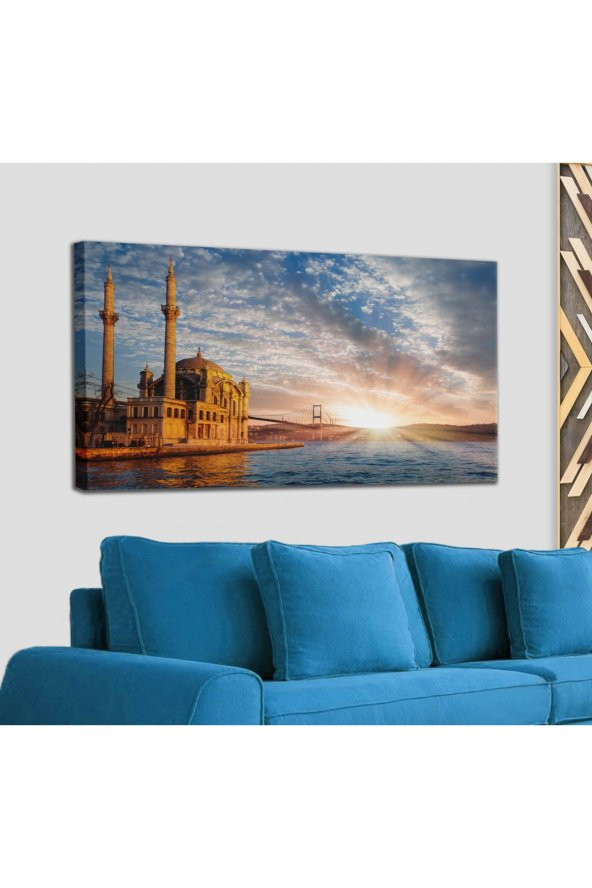 Ortaköy Camii ve Boğaziçi Köprüsü Manzarası Dekoratif Kanvas Tablo 1200 - 2