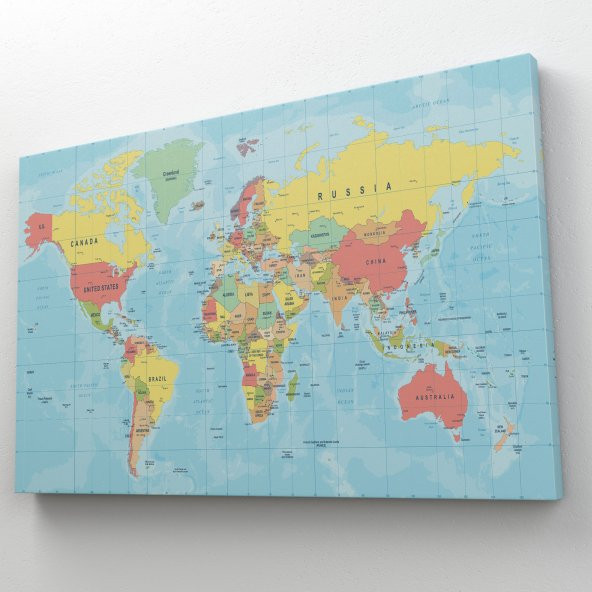 Dünya Haritası Dekoratif Kanvas Tablo 1080 ( TEK PARÇA )