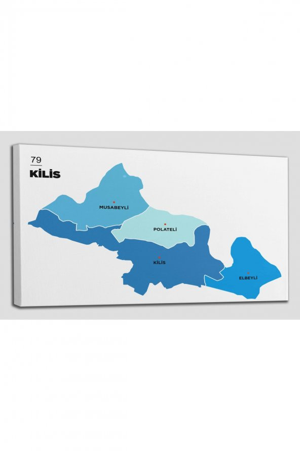 Kilis İli ve İlçeler Haritası Dekoratif Kanvas Tablo 1390 - 1