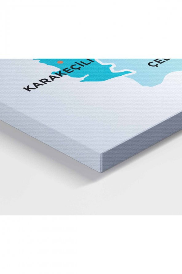 Kırıkkale İli ve İlçeler Haritası Dekoratif Kanvas Tablo 1393 - 3