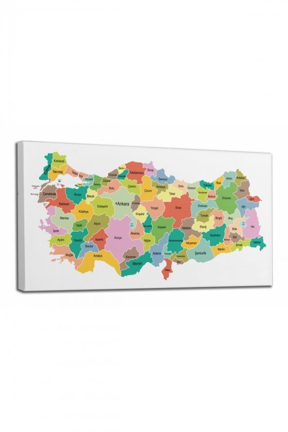 Türkiye Haritası Kanvas Tablo Eğitici ve Öretici Dekoratif Tablo Tablo 3124