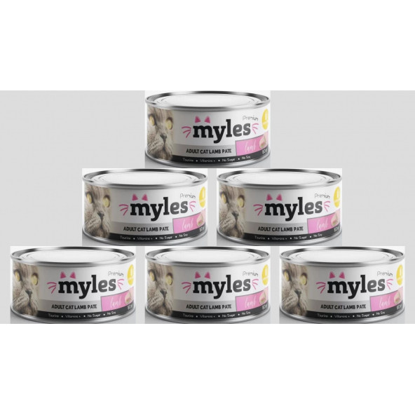 Myles Kedi Konserve Yaş Mama Kuzulu Pate 80 Gr x 6 Adet - 1