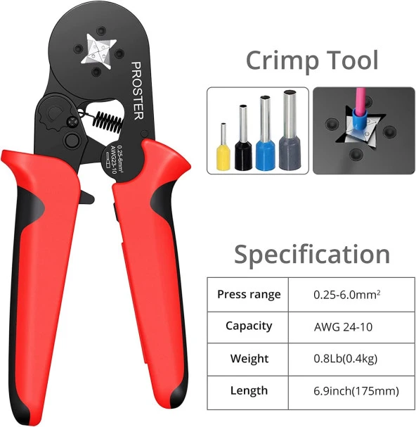 Yüksük Sıkma Pensesi 0,25 – 6 mm² Kendinden Ayarlı - Resim 2