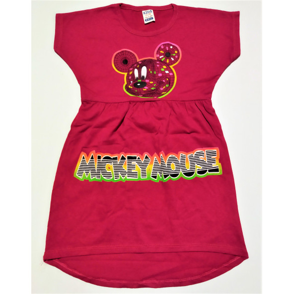 Kız Çocuk Mickey Mouse Baskılı Elbise