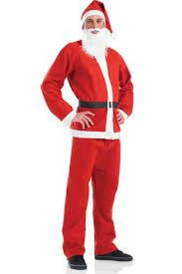 Yetişkin LUX Noel BABA Kostüm SETİ - Ceket, pantolon, şapka... - Resim 2
