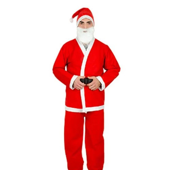Yetişkin LUX Noel BABA Kostüm SETİ - Ceket, pantolon, şapka... - Resim 3