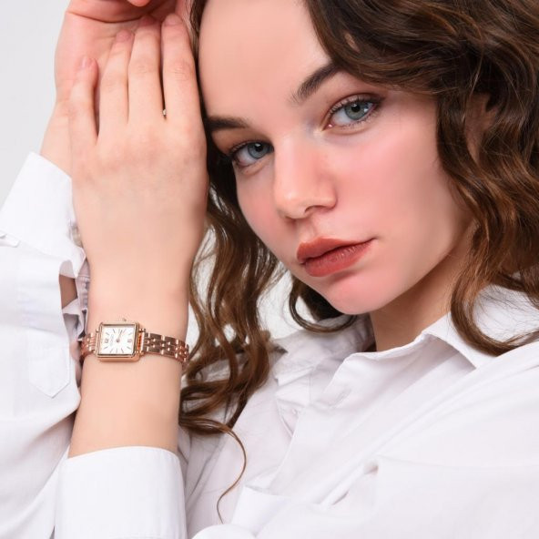 Maiar Kare Kasa Rose Kordon Kadın Kol Saati - Resim 4