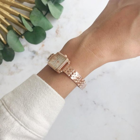 Maiar Kare Kasa Rose Kordon Kadın Kol Saati - Resim 6