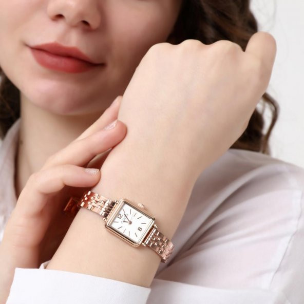 Maiar Kare Kasa Rose Kordon Kadın Kol Saati - Resim 7