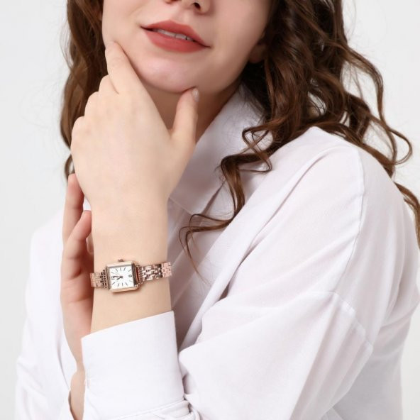 Maiar Kare Kasa Rose Kordon Kadın Kol Saati - Resim 8