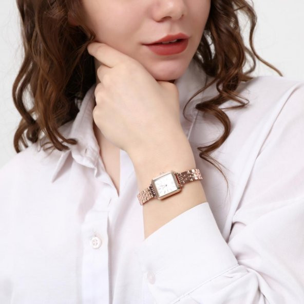 Maiar Kare Kasa Rose Kordon Kadın Kol Saati - Resim 9