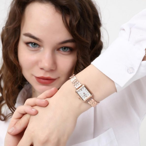 Maiar Kare Kasa Rose Kordon Kadın Kol Saati - Resim 11