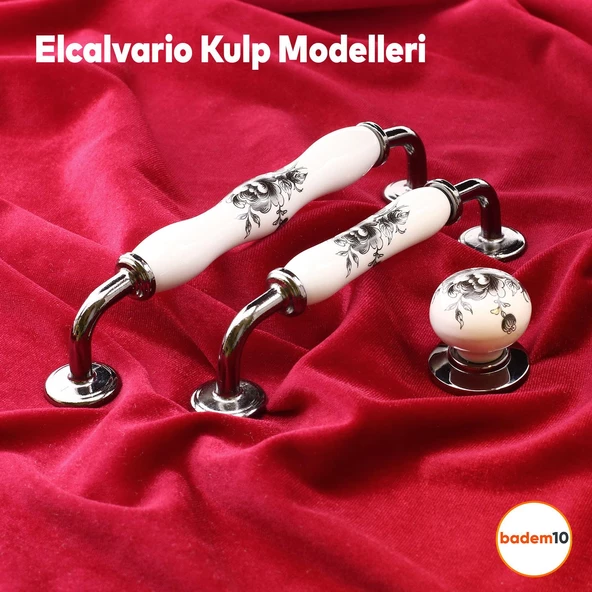 Elcalvario Lüks Porselen Mobilya Çekmece Dolap Kapak Kulpu Kulbu (128 MM-12.8 CM) Beyaz Füme - 3