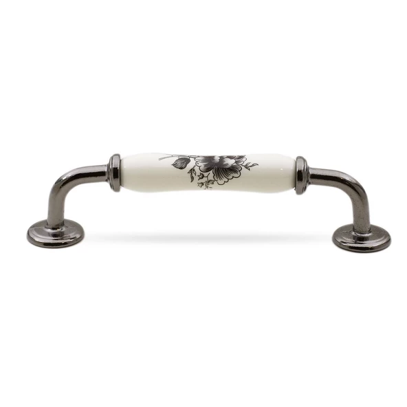 Elcalvario Lüks Porselen Mobilya Çekmece Dolap Kapak Kulpu Kulbu (128 MM-12.8 CM) Beyaz Füme - 6