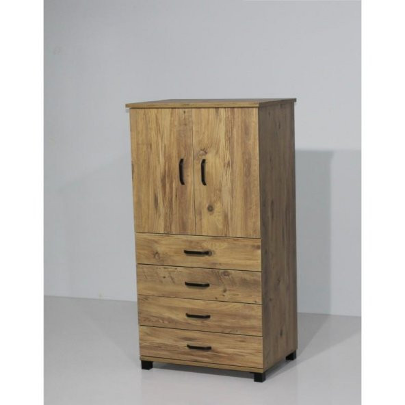 Erezoğulları Mobilya 4 Çekmeceli Raflı Elbise Dolabı 61x44x128cm