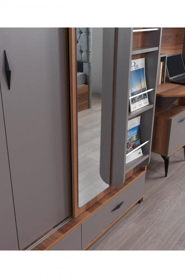 Erezoğulları Mobilya Defne Sürgülü Gardırop Aynalı Çekmeceli 150x60x200 - 2