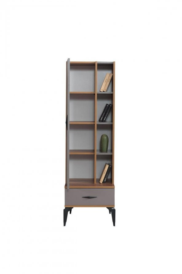 Erezoğulları Mobilya Defne Ahşap Kapaklı Raflı Çekmeceli Kitaplık 50x45x165 - 2
