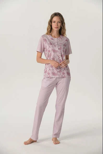 Pijadore 1225 Kadın Klasik Kısa Kol Pijama Takımı - 1