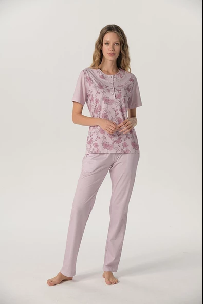 Pijadore 1225 Kadın Klasik Kısa Kol Pijama Takımı - 5