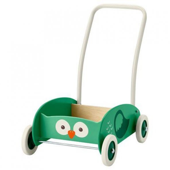 Bebek Yürüme Öğrenme Arabası MeridyenDukkan Yeşil Renk Baykuş Temalı Huş Ağacı