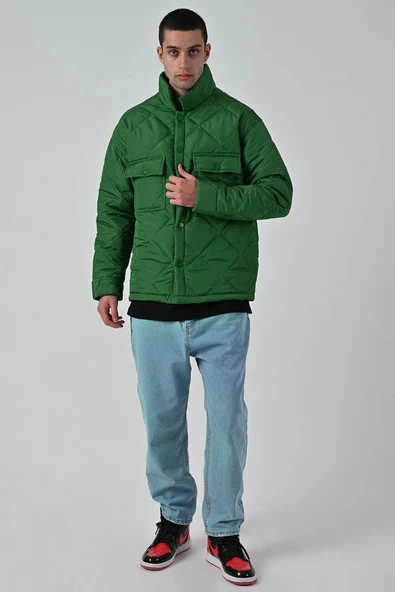 REGULAR FİT ÇIT ÇIT KAPAMALI DİK YAKA ASTARSIZ BAHARLIK KAPİTONE MONT - 6