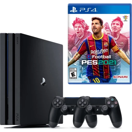 Sony PS4 Pro 1TB Konsol + 2. PS4 Kol + PS4 Pes 2021