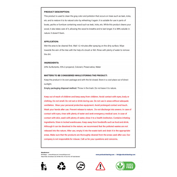 Professional Teak Cleaner / Profesyonel Tik Temizleyici 1 LT - 2