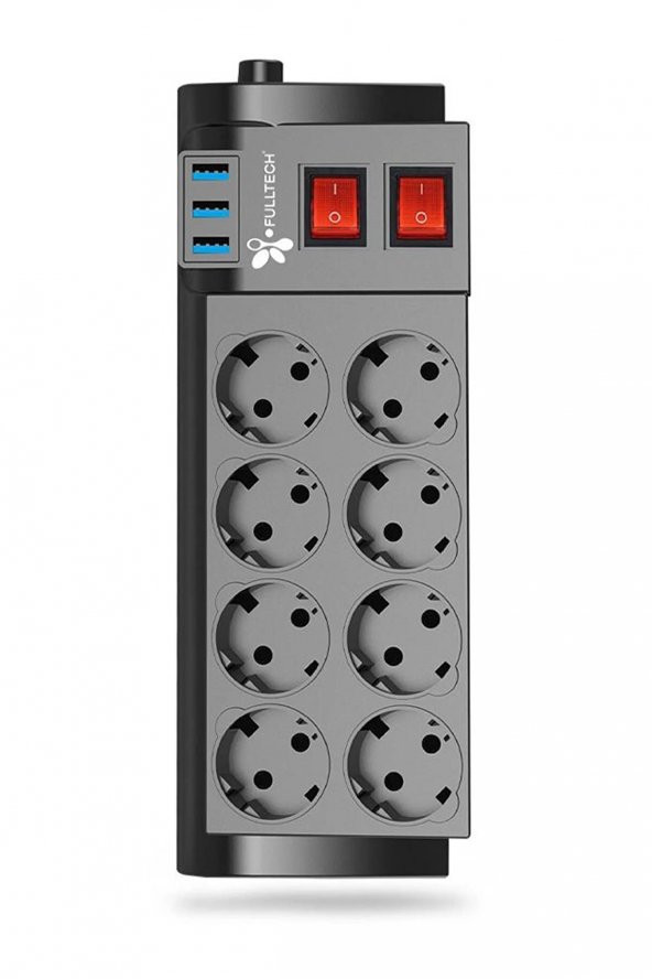 Anahtarlı Akım Korumalı Priz 8'li 3 USB'li Akım Korumalı FTR-08