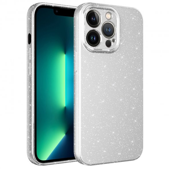 KNY Apple İphone 12 Pro Max Kılıf Kamera Korumalı Simli Lüx Koton Silikon Gümüş