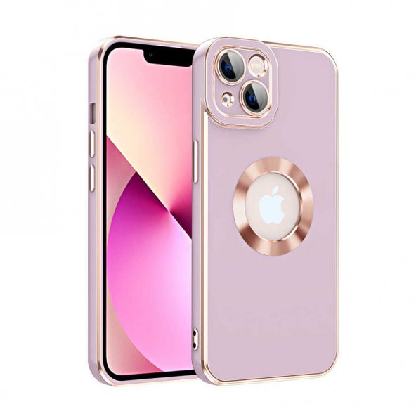 KNY Apple İphone 14 Plus Kılıf Kamera Korumalı Logo Açık Renkli Kongo Silikon Rose Gold