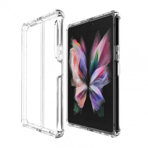 KNY Samsung Galaxy Z Fold 4 Kılıf Ultra Korumalı Şeffaf Antishock Silikon Şeffaf