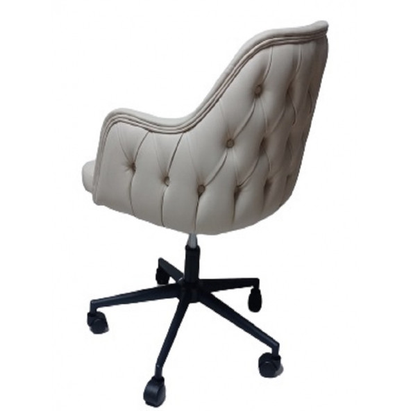 Bilgisayar ve Çalışma Koltuğu Krem Suni Deri Krom Yıldız Ayaklı - 8