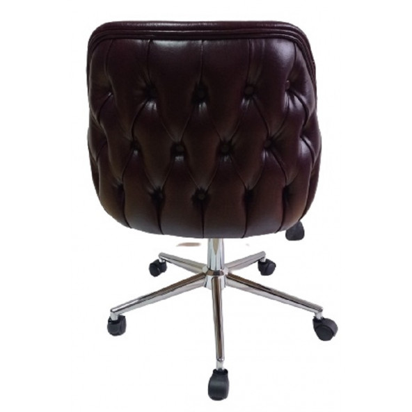 Bilgisayar ve Çalışma Koltuğu Bordo Suni Deri Krom Yıldız Ayaklı - 5