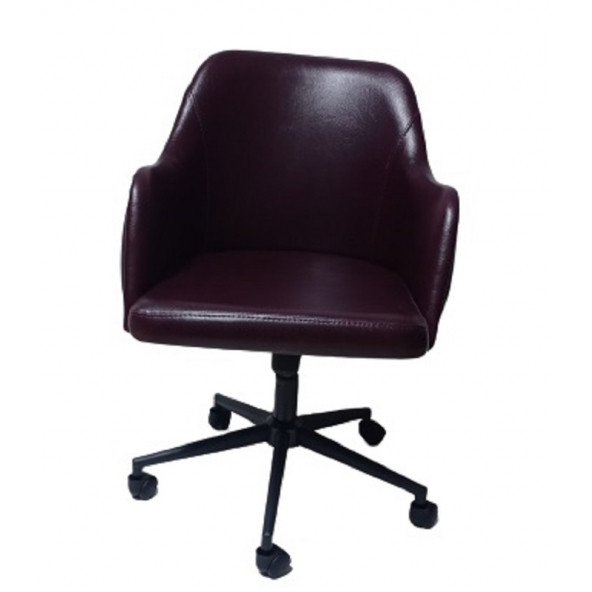 Bilgisayar ve Çalışma Koltuğu Bordo Suni Deri Krom Yıldız Ayaklı - 6