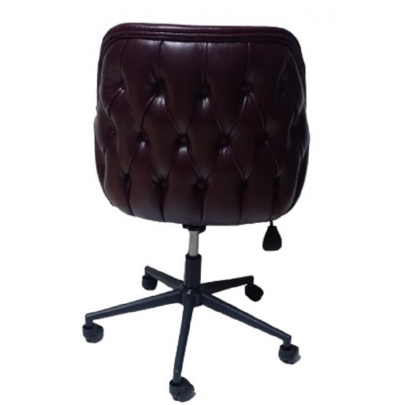 Bilgisayar ve Çalışma Koltuğu Bordo Suni Deri Krom Yıldız Ayaklı - 8