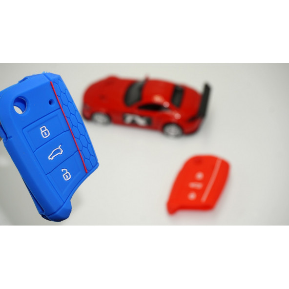 Seat Leon ibiza Ateca Silikon Anahtar Kırmızı Mavi Kılıf Seti ürün görseli