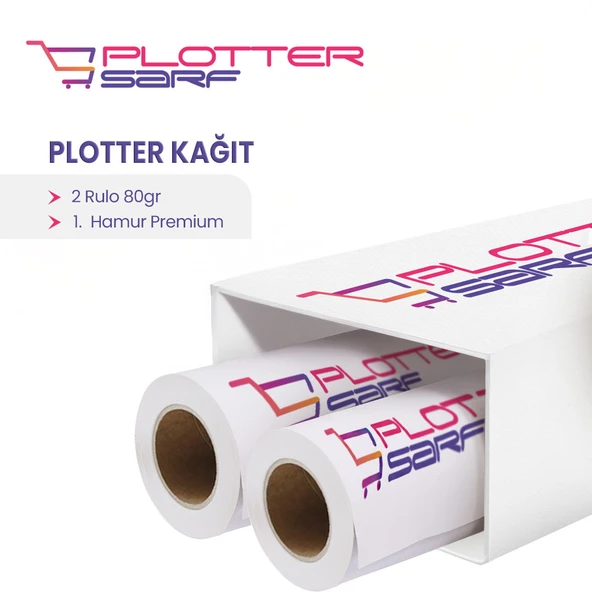 PlotterSarf 1.Hamur Premium Opak 80 gr Plotter (Çizim) Kağıdı 91.4cm x 130mt (2 Rulo) ürün görseli