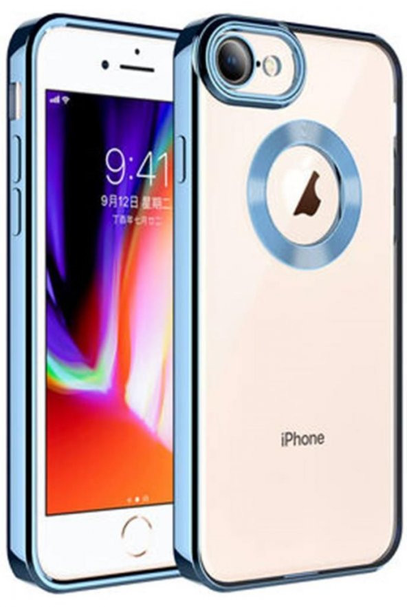 iPhone SE 2020 Kılıf Köşeleri Renkli Şeffaf Kamera Korumalı Silikon Luxury Kapak - 7