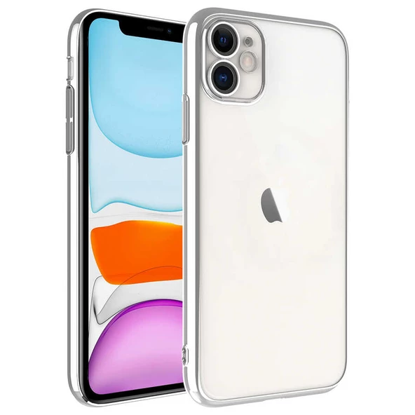 Vendas iPhone 11 Uyumlu ( iPhone 11 ) Riksos Serisi Sert PC Renkli Çerçeveli Silikon Kılıf - Resim 7
