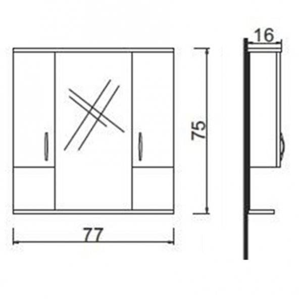 Denko Akyazı 80 cm MDF Alize Banyo Dolabı Üst Modülü - Resim 3
