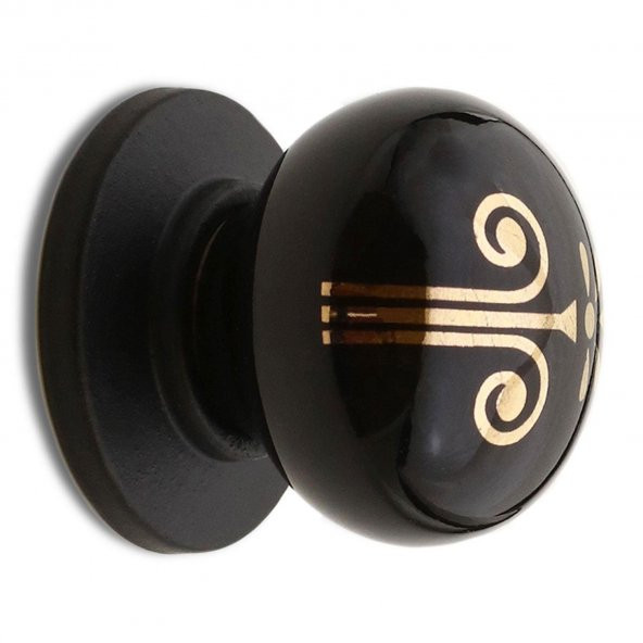 Lüks Porselen Düğme Mobilya Çekmece Dolap Kapak Kulpu Kulbu Siyah ürün görseli