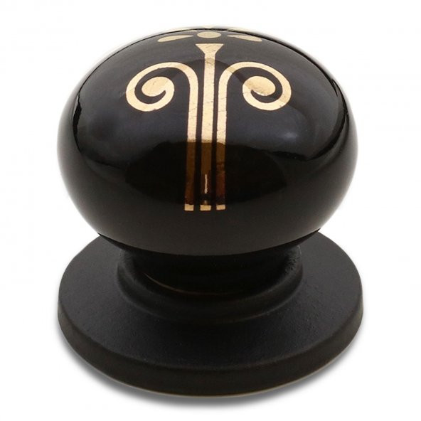 Lüks Porselen Düğme Mobilya Çekmece Dolap Kapak Kulpu Kulbu Siyah - Resim 2