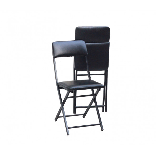Sandalye 2 Ad Lüks Siyah Deri Bistro