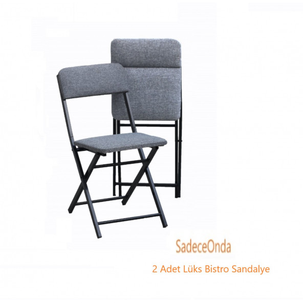 Sandalye 2 Adet Lüks Keten Gri